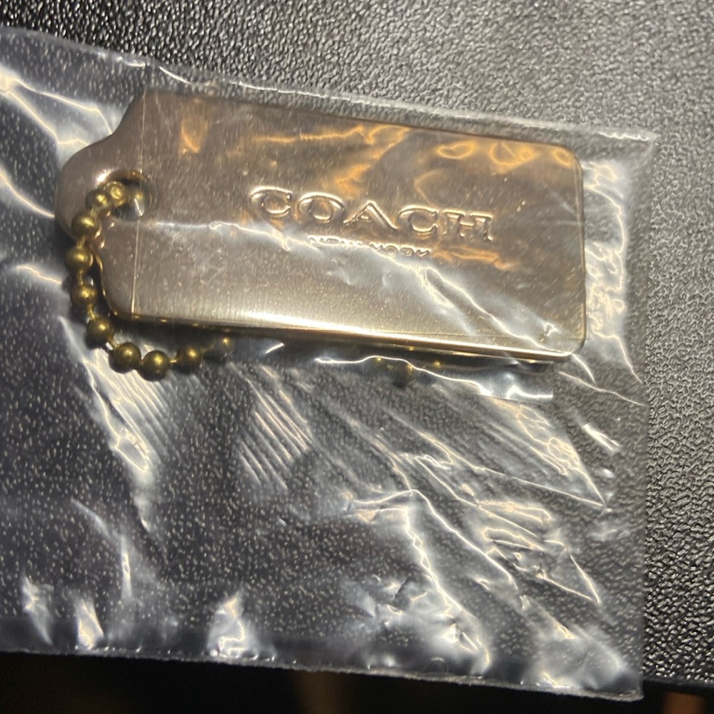 Coach New w plastic Brass Hang Tag 2 1/4 inch